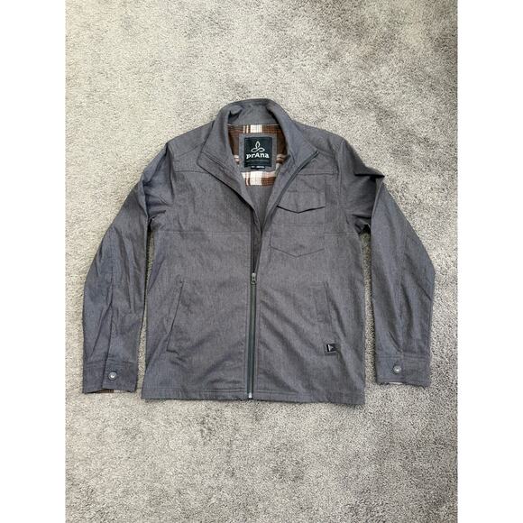 NWOT Prana Zion Bomber Jacket Men Medium Gray Full Zip Pockets Nylon Stretch - Picture 2 of 14